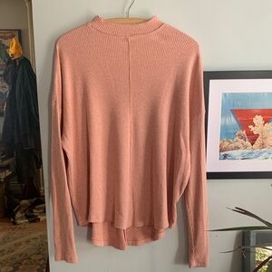 Pink Mock Neck Long Sleeve Tee